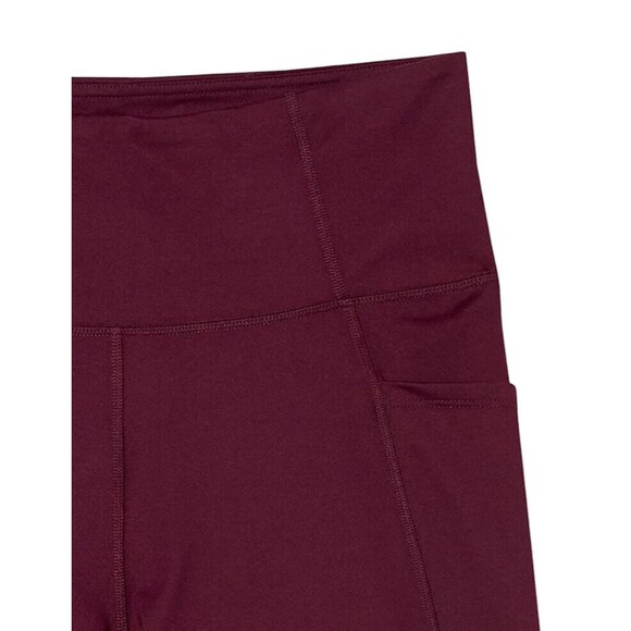 NWT Women High Waist Leggings Shorts Large Side Pockets Burgundy - Picture 12 of 16
